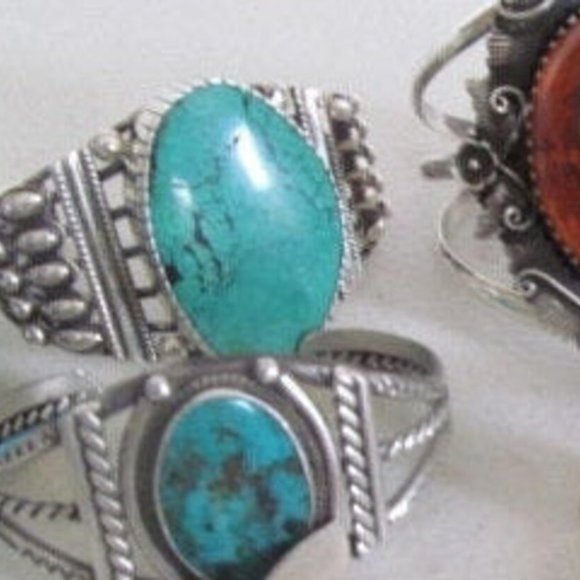 Huge Turquoise Sterling Silver Cuff Bracelet,VINTAGE SOUTHWESTERN Turquoise 925 - Picture 1 of 6